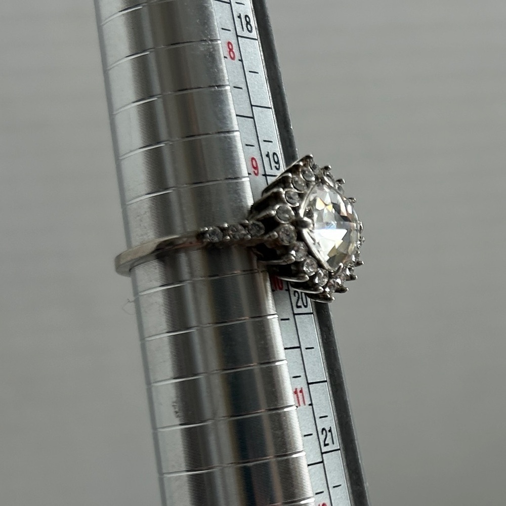 Brighton Demantur Ring Clear Crystals Silver Plated Size 9.5 & Cloth Bag - Picture 8 of 11